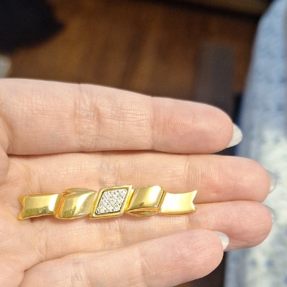 Monet Ribbon Brooch with Diamond Accent
